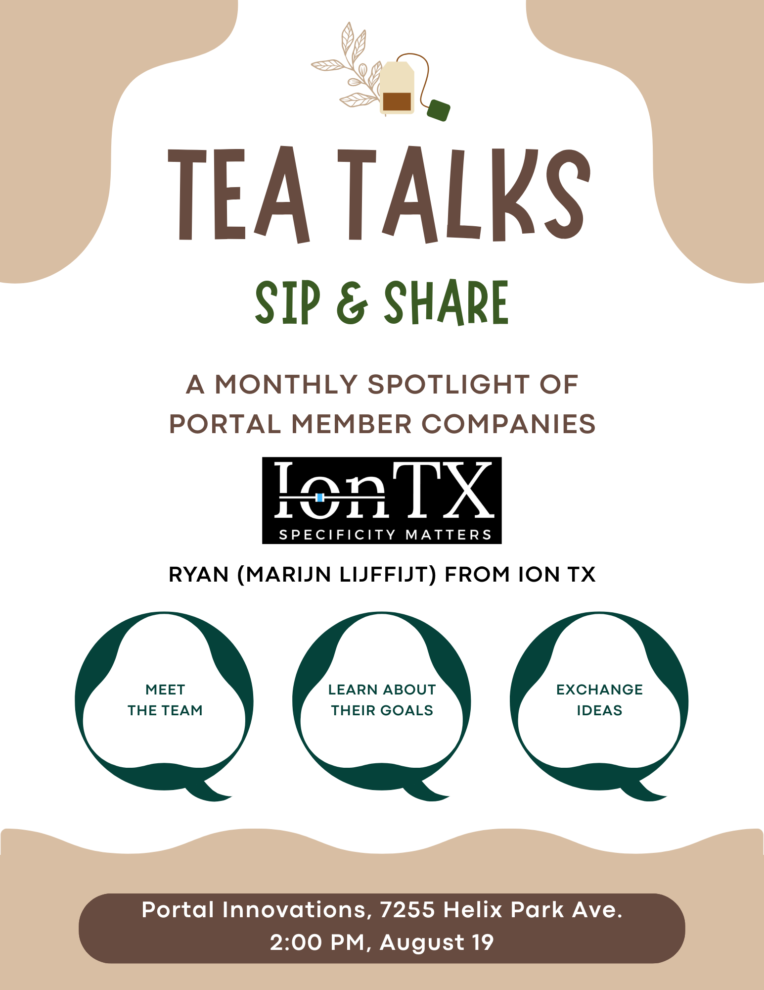 Monthly Tea Talks Sip & Share-IonTX